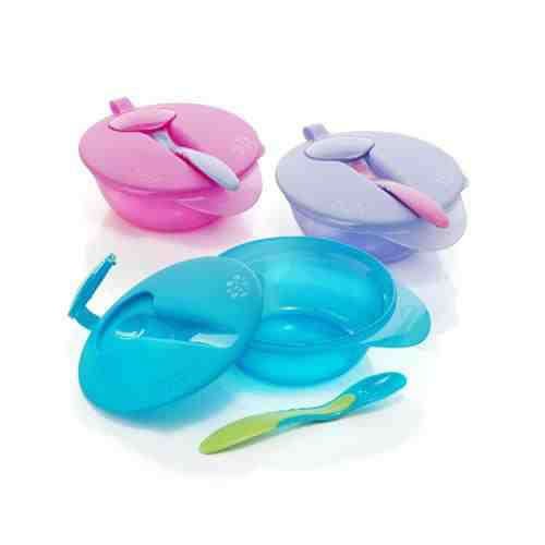 Childrens Toyshop   : Tommee Tippee Tommee Tippee 2 Weaning Bowls with Lid & Spoon (6 months +)