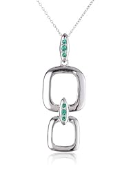 Sterling Silver Created Emerald Geometric Shape Pendant Necklace, 18"