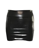Black Shiny Liquid Mini Skirt Elastic Waist Band