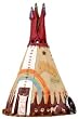 North American Tribes - Tipi Incense Burner - Cold Cast Resin - 6.25" Height