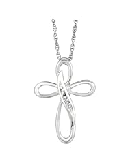 .925 Sterling Silver & Diamond Infinity Cross Pendant Necklace 18" 0.05ct