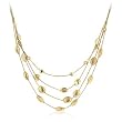 14k Yellow Gold Plated 4-Strand Alternating Matte & Shiny Bead Necklace- 17 IN + 3 IN