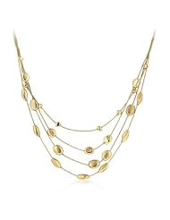 14k Yellow Gold Plated 4-Strand Matte & Shiny Bead Necklace- 17 IN + 3 IN