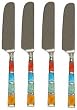 Decorative Pate Knife with Colorful Dyed Bone Handle Set of Four