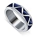 Men's 925 Sterling Silver 6mm Wide Lapis Gemstone Southwestern Style Band