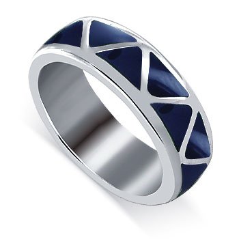 Men's 925 Sterling Silver 6mm Wide Lapis Gemstone Southwestern Style Band