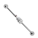 Red Eye Snake Sterling Silver Industrial Barbell