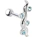 Sterling Silver 925 Aqua Cubic Zirconia Art Deco Cartilage Earring