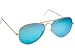 Ray-Ban Men's Aviator Large Metal Non-Polarized Iridium Aviator Sunglasses, Matte Gold, 61.7 mm