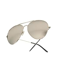Silver Frame & Mirrored Lens Aviator w Microfiber Sunglasses Pouch by Urban Boundaries Eyewear