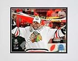 Dustin Byfuglien with Chicago Blackhawks Flag 2010 Stanley Cup Finals (#35) Double Matted 8" x 10" Photograph (Unframed)