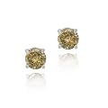 Sterling Silver 1/2 Ct. TDW Champagne Stud Earrings