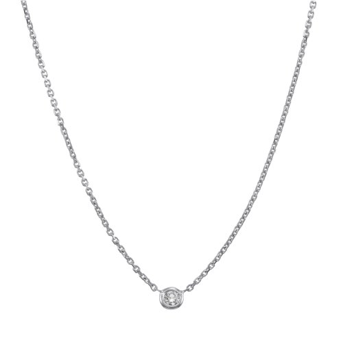 14k White or Yellow Gold Solitaire Diamond Pendant (1/10 cttw, H-I Color, I1 Clarity), 18