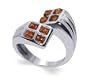 Sterling Silver Princess Cut Beige Amber Ring 3mm Band Size 7