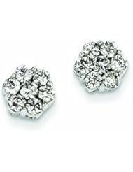 0.9 Carat 14K White Gold Diamond Cluster Screwback Earrings