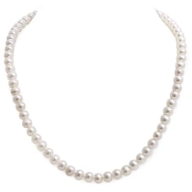 9ct Yellow Gold 8-8.5mm White Semi Round Cultured Freshwater Pearl Necklace, 61cm Length