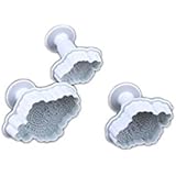 Longzang Embroidery Pattern Plunger Cutter Cake Decorating Fondant Embossing Tool, White, Set of 3