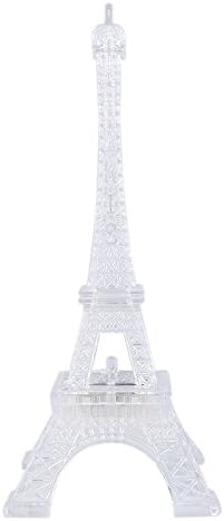 xiaoxiaohu Light Up Acrylic LED Eiffel Tower Souvenir w/ Build in Multicolor LED Lights. Battery Included | Centerpiece Decor