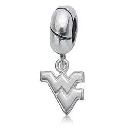 NCAA West Virginia Mountaineers Sterling Silver Charm Bead