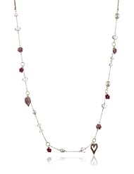 Betsey Johnson "Hanging Hearts Boost" Crystal Heart Long Necklace, 38"