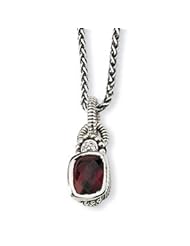 Antique Sterling Silver Diamond & Garnet Necklace