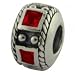 Authentic Biagi CZ Birthstone Ring Bead Charm - July Ruby CZ - .925 Sterling Silver - fits Pandora, Chamilia, Troll