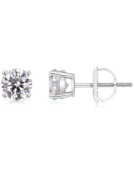 1 ct Solitaire Diamond Stud Earrings in Platinum