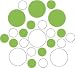 Set of 30 - White / Lime Green Circles Polka Dots Vinyl Wall Graphic Decals Stickers