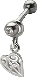 Celtic Heart Dangle - 925 Sterling Silver Cartilage Piercing Earrings for Helix or Tragus