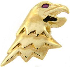 Sterling Silver VML Genuine Ruby Bald Eagle Lapel Pin