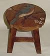 Bluebird Hand Carved and Hand Painted Wooden Foot Stool
