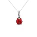 Sterling Silver Children's Red and Black Ladybug Pendant, 15"