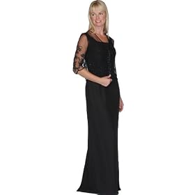 Black Formal Evening Dress with Illusion Jacket - Mother of Bride & Groom Dress. Mothers Dress Gown. Womens Long Evening Gown by Sean Collection (7253)