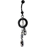 Handcrafted Gothic Beauty Hoop And Teardrop Belly Ring MADE WITH SWAROVSKI ELEMENTS
