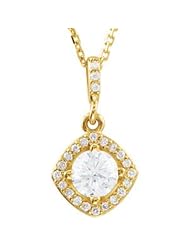 14K Yellow Gold Halo-Style 7/8 ct tw Diamond 18inch Necklace: 5/8 CT TW