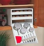 Cabinet Spice Rack with Measuring Tools (White) (8.5H x 11W x 10.75D)