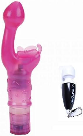 Pink Powerful Stimulation Vibe Toy Butterfly Kiss G Spotter for Women and Black Mini Massager Keychain