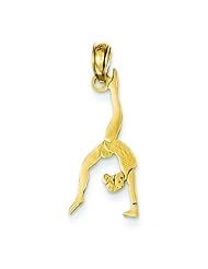 14K Gold Polished Gymnast Pendant Jewelry FindingKing