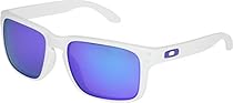 Oakley Men's Holbrook Iridium Sunglasses,Matte White Frame/Violet Lens,one size
