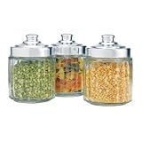 STORAGE ESSENTIALS CANNISTERS - STORAGE ESSENTIALS SET OF THREE GLASS CANNISTERS