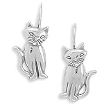 Sterling Silver Cat with Tilted Head Earrings