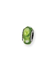 Green and White Glass Charm for 3mm Charm Bracelets