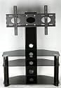 Iconic UK410 Cantilever TV Stand Black Glass - For Up To 42"  Plasma TV (3 Toughened Black Glass Shelves/Black Legs)