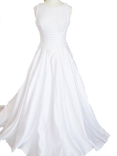 White Satin Bridal Gown Wedding Dress, Size 10, FL 34