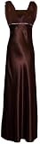 Satin Chiffon Prom Dress Gown Crystals Full Length, M, Chocolate