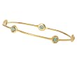 14K Yellow Gold Prasiolite (Green Amethyst) Bangle Bracelet - 8 inches