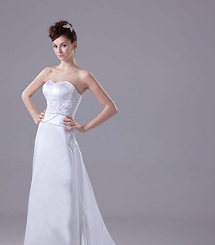 Molybridal Sheath Sweetheart Satin Lace Court Train Wedding Dresses White 16