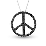 14k Gold Peace Sign Pendant with 0.50ct tw. Black Round Diamonds. Chain Included 14k Gold Peace Sign Pendant with 0.50ct tw. Black Round Diamonds. Chain Included