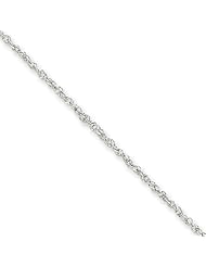 1.7mm, 14 Karat White Gold, Ropa Chain - 9 inch