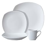 Gibson White Gardenia 16-Piece Soft Square Bone China Set